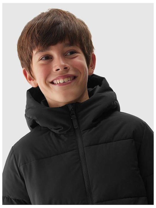 Kids' Casual Jacket Long with Hood Black