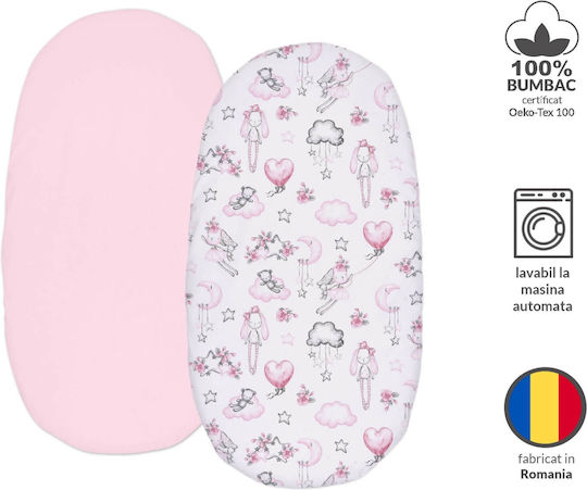 Kidizi Baby Sheets Set Crib Cotton Fitted Pink 45x85cm 2pcs