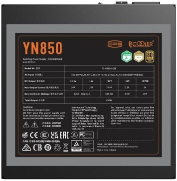PCCOOLER YN850 850W Black Computer Power Supply Full Modular 80 Plus Gold