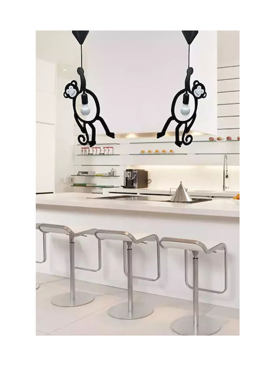 O singură lumină Lumină de tavan pentru copii Suspendata din lemn 60W cu suport pentru bec E27 Negru 51cm SKU-3193-P3193