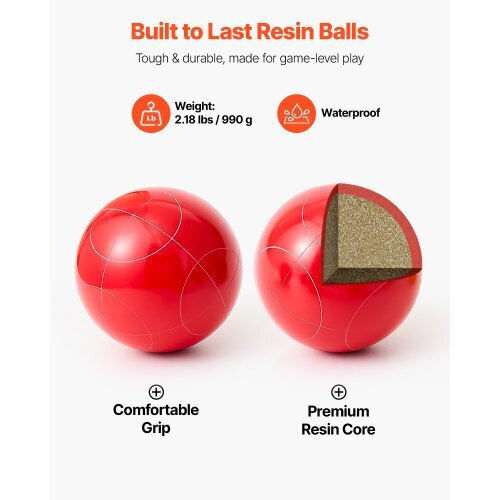 Vevor Bocce Ball Set Bocce Ball Game Set 107 Mm 8 Resin Balls 2 Colors Beach