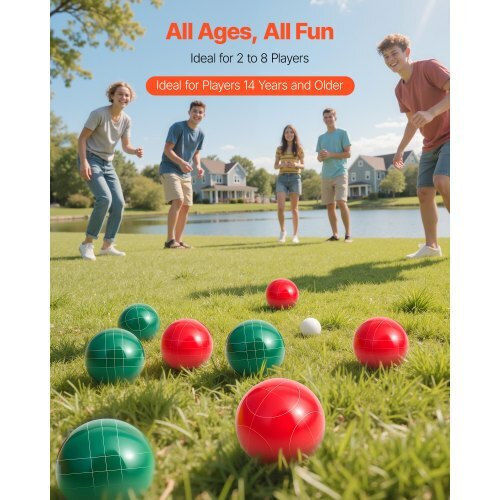 Vevor Bocce Ball Set Bocce Ball Game Set 107 Mm 8 Resin Balls 2 Colors Beach