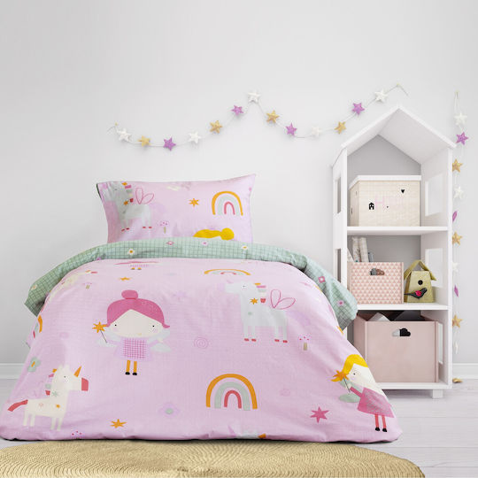 Kocoon Fairy Cherry Σετ Παιδική Παπλωματοθήκη Μονή με Μαξιλαροθήκη Βαμβακερή Cherry 165x245εκ.