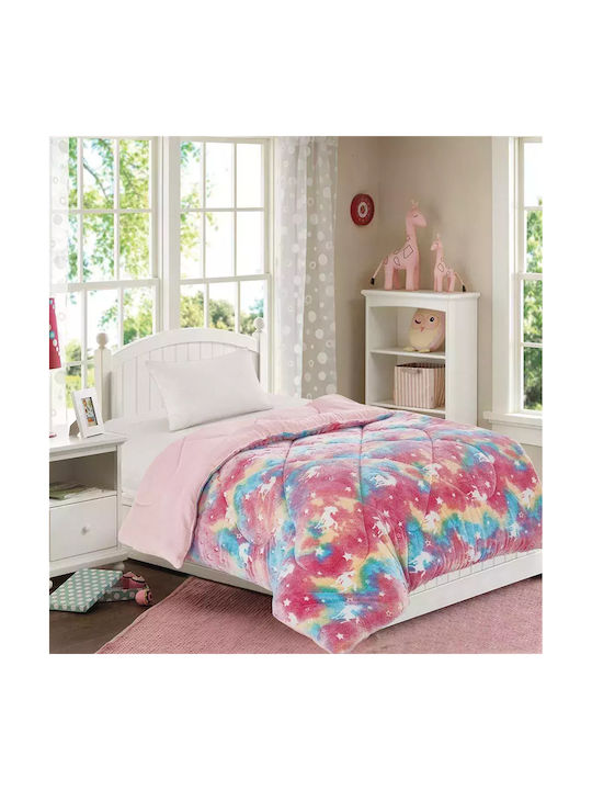 Dimcol Kids Duvet Cover Glow in the Dark Single Unicorn Pink 160x220cm