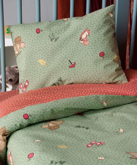 Kentia Пухено одеяло За Количка Памук Picky Greenterracotta Зелен 100x140см