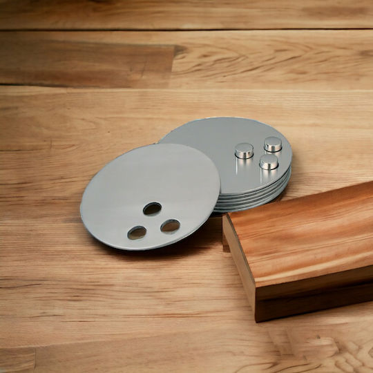 Skamagas Rund Untersetzer Metallisch mit Gestell Silber 9cm 6Stück