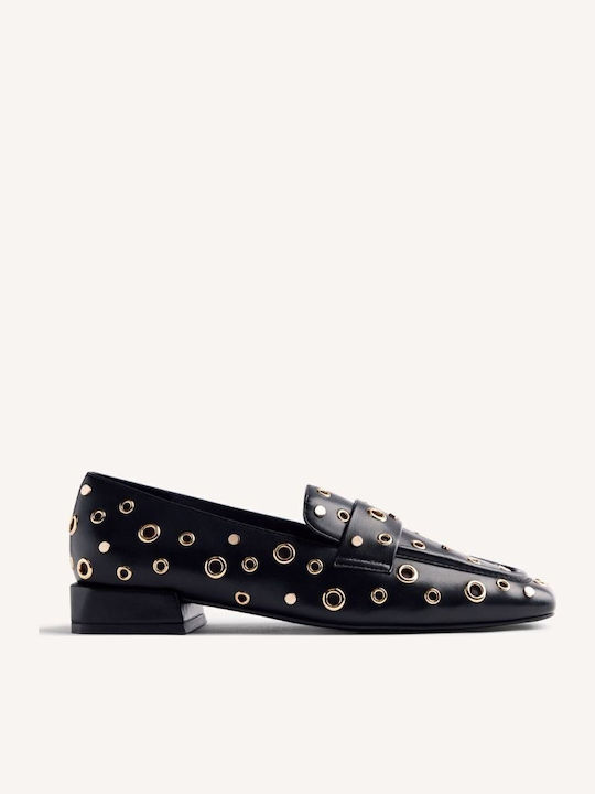 Leder Damen Mokassins in Schwarz Farbe