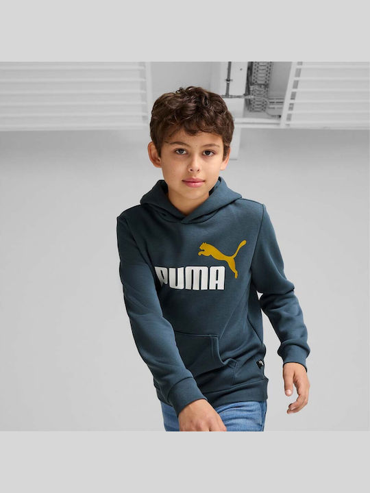 Fleece Kids Sweatshirt with Hood and Pockets Petrol Essentials+ 2