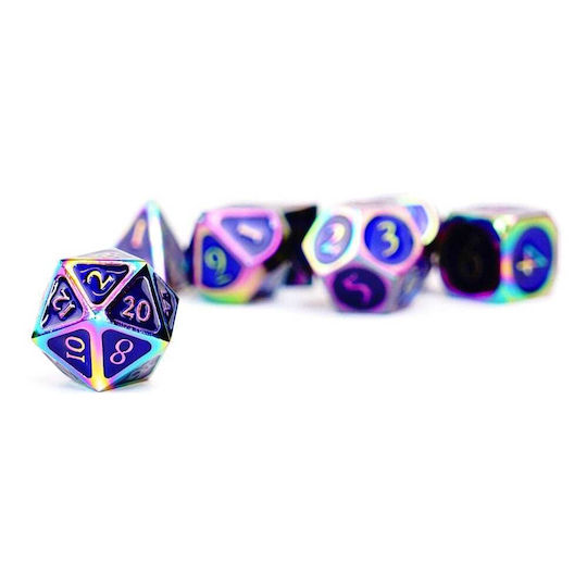 Fanroll Regenbogen Blau Emaille 7-Würfel Set