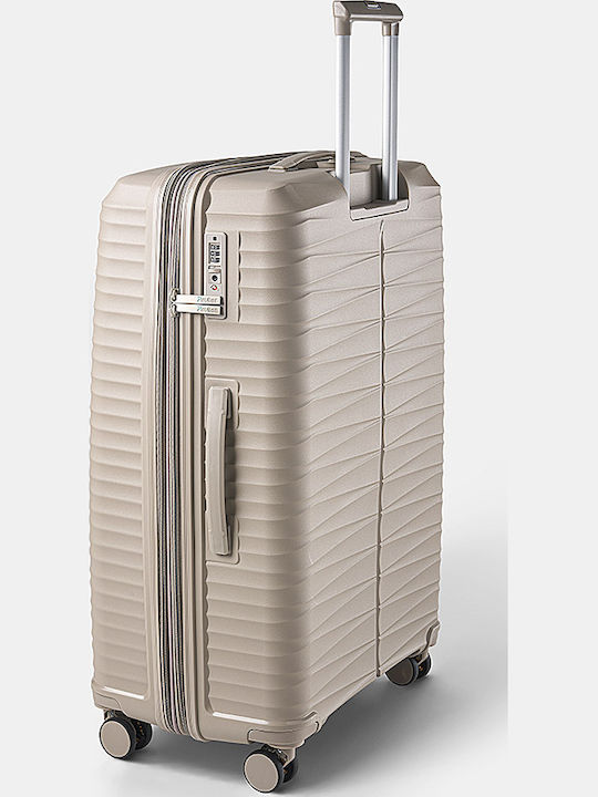 Paulter Travel Suitcases Hard Champagne with 4 Wheels Set of 3 Pieces