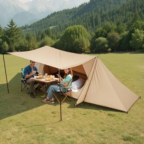 Vevor Σκηνή Camping Μπεζ για 2 Άτομα 330x120εκ.