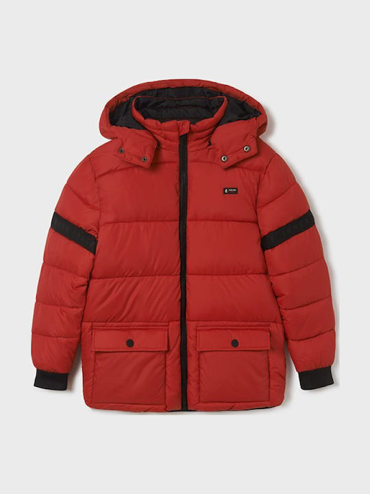 Kids' Quilted Jacket Short with Hood Red