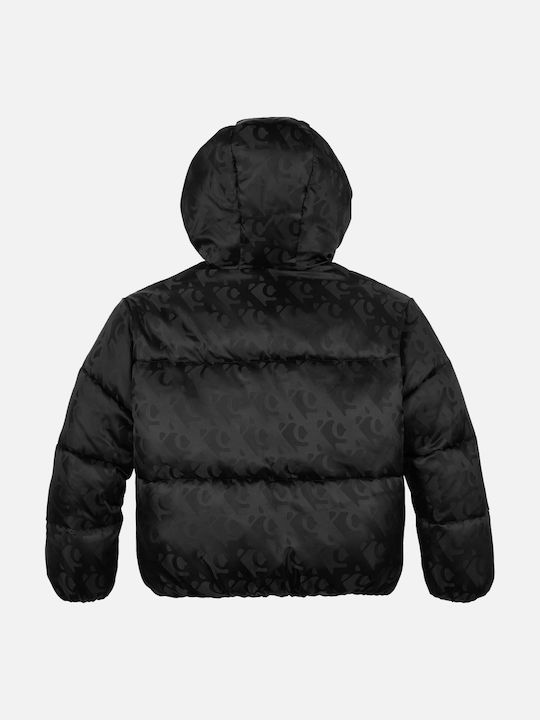 Kinder Steppjacke mit Kapuze Black