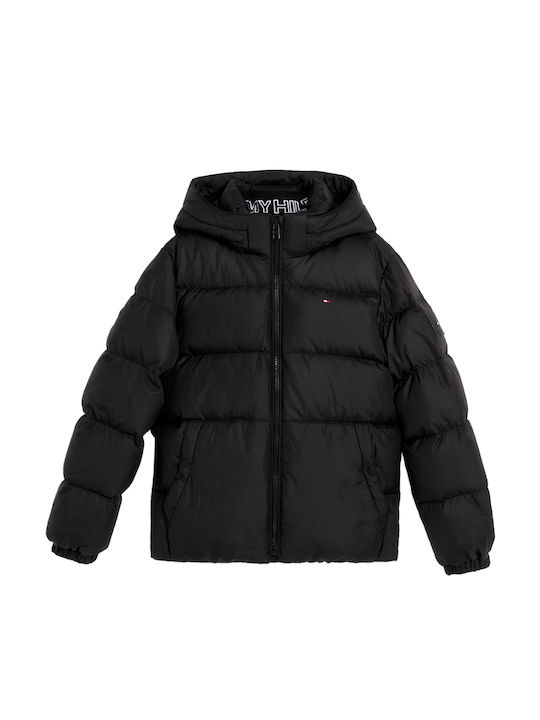 Kids' Quilted Jacket Short with Hood Black Essential