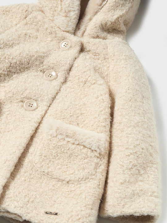 Kinder Mantel Kurz mit Kapuze Beige