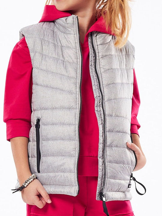 Kids' Quilted Jacket Sleeveless Short Silver