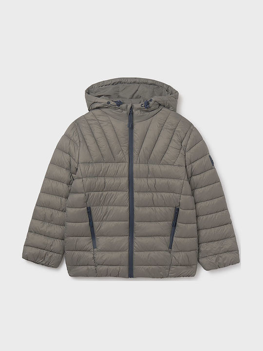 Kids Casual Long Jacket with Hood Stone