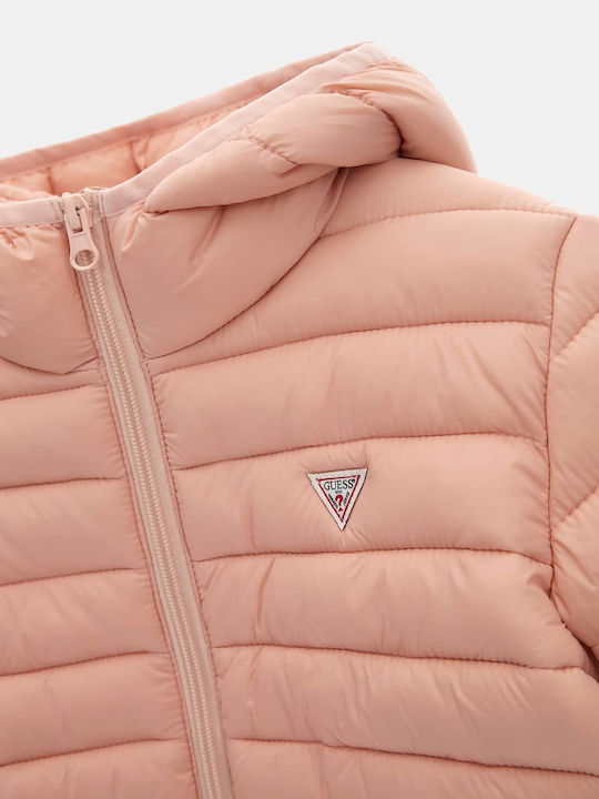 Kinder Steppjacke Kurz mit Kapuze Rosa