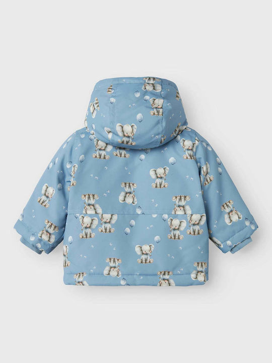 Kids Casual Long Jacket with Hood Light Blue