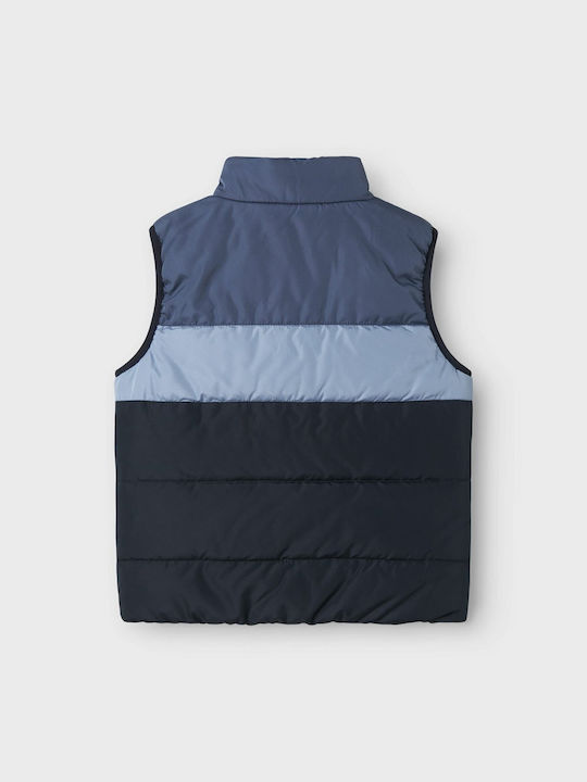 Kids Quilted Sleeveless Short Coat with Lining Color Block