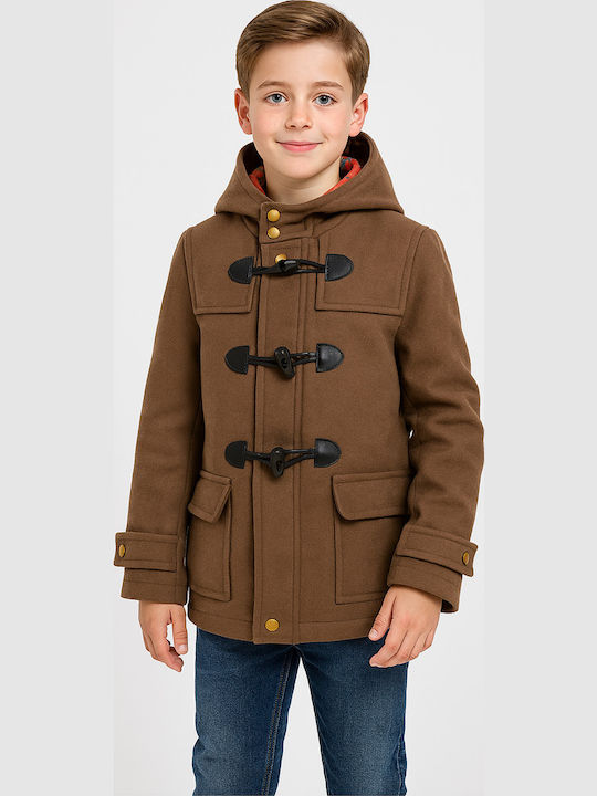 Kids Montgomery Coat Long Hooded Brown