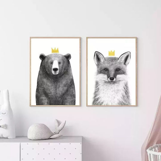Kids Framed Wall Painting Queen Fox 30x40cm