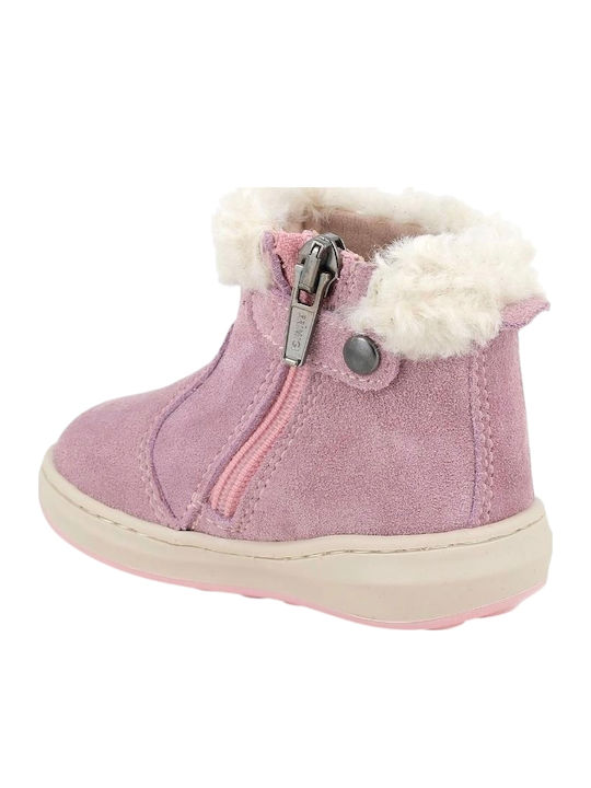 Anatomische Wildleder Kinderstiefel Barfuß mit Reissverschluss Rosa