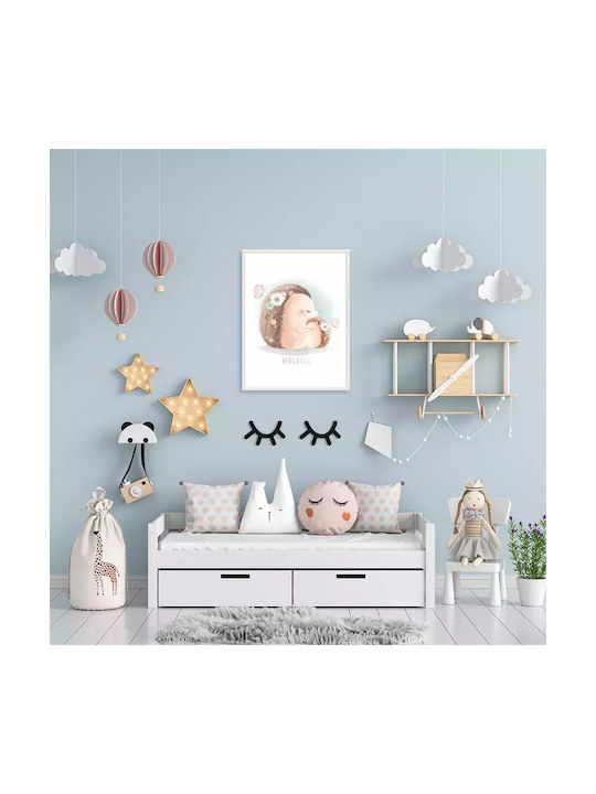 Kids Framed Plastic Wall Painting Hedgehog 21x30cm