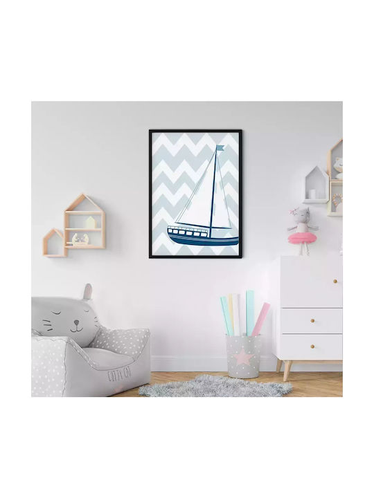 Kids Framed Plastic Wall Painting Little boat 21x30cm