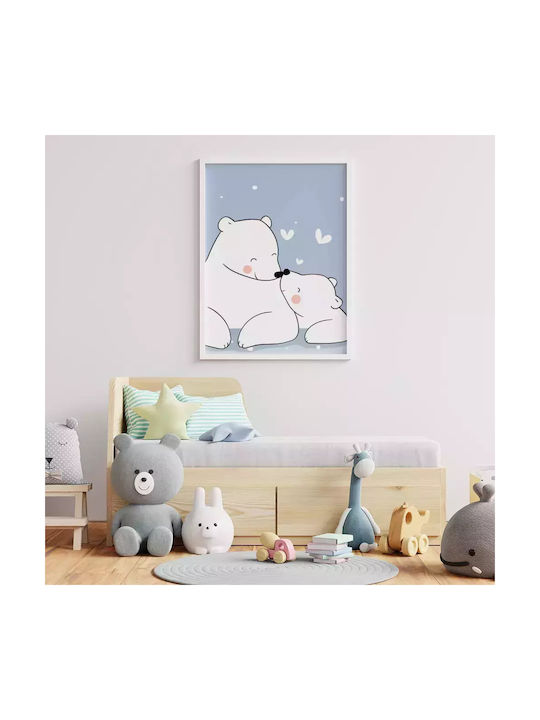 Tablou Copilăresc Happy Bears cu Ramă Albă din Plastic 21x30buc