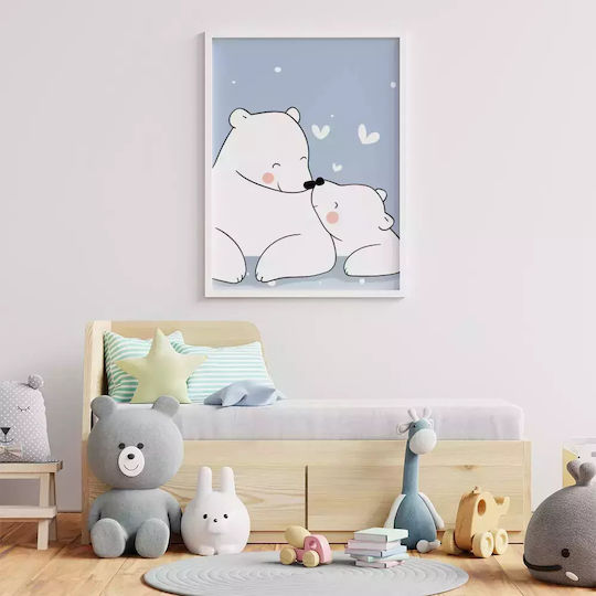 Παιδικό Κάδρο Happy Bears με Λευκή Κορνίζα από Πλαστικό 21x30εκ.