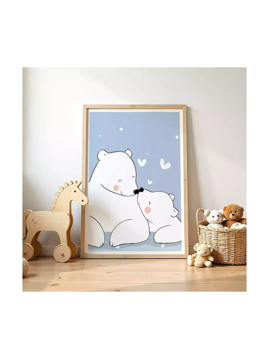 Tablou Copilăresc Happy Bears cu Ramă Albă din Plastic 21x30buc