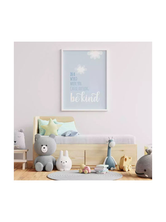 Tablou Copilăresc Be Kind Blue cu Ramă Albă din Plastic 21x30buc