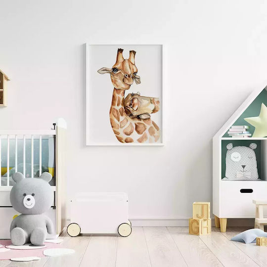 Kids Framed Plastic Wall Painting Giraffes 21x30cm