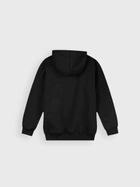 Kids Sweatshirt Cardigan With Hood And Pockets Black