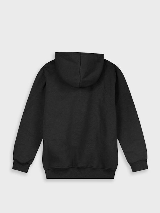 Kids Sweatshirt Cardigan With Hood And Pockets Black