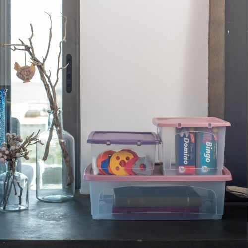 Viomes Plastic Storage Box with Wheels and Lid 39x30x14cm 1pcs