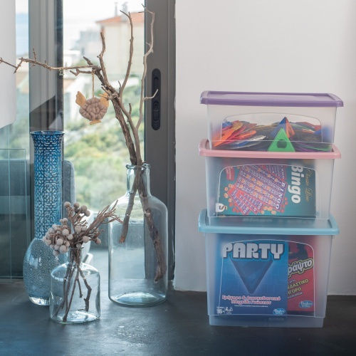 Viomes Plastic Storage Box with Wheels and Lid 39x30x14cm 1pcs