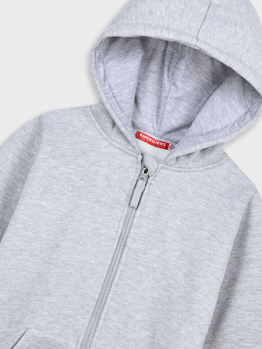 Kids Sweatshirt Cardigan With Hood And Pockets Grey