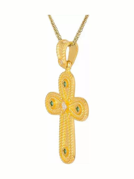 Women's Gold Byzantine Cross 14K with Chain