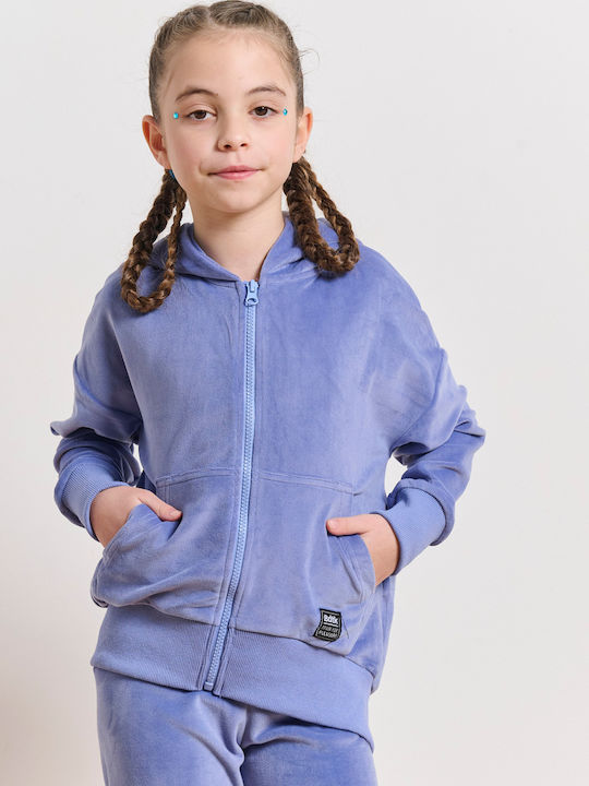 Athletic Kids Cardigan with Hood Blue