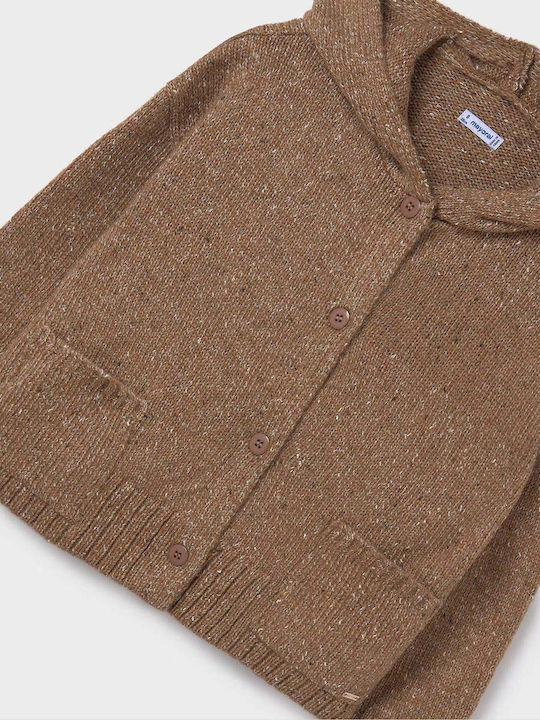 Kinderstrickjacke Gestrickt mit Kapuze Zimt