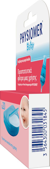 Physiomer Baby Protective Single Use Filters Ανταλλακτικά Ρινικού Αποφρακτήρα για Βρέφη και Παιδιά 20τμχ