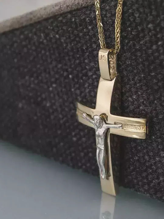 Men's Gold Cross 14K with the Crucified with Chain