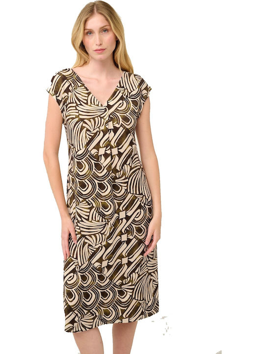 Juliet Summer Midi Dress Olive-Beige