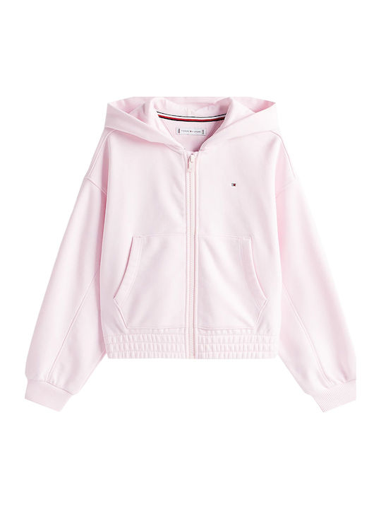 Kids Cardigan Cotton with Hood Pink