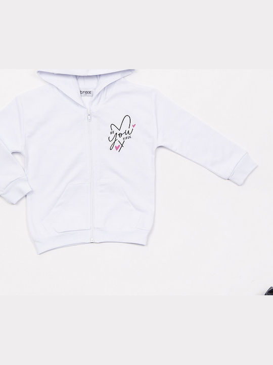 Kids Cardigan Sweatshirt Cotton with Hood White