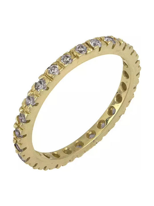 Ring Small Wedding Band with Zircon made of Gold 14K