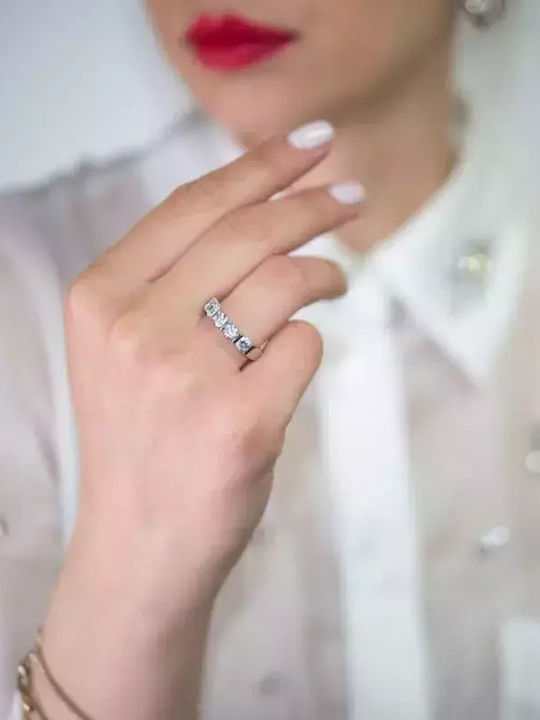 Damen Ring Vollring mit Zirkonia aus Weißgold 14K