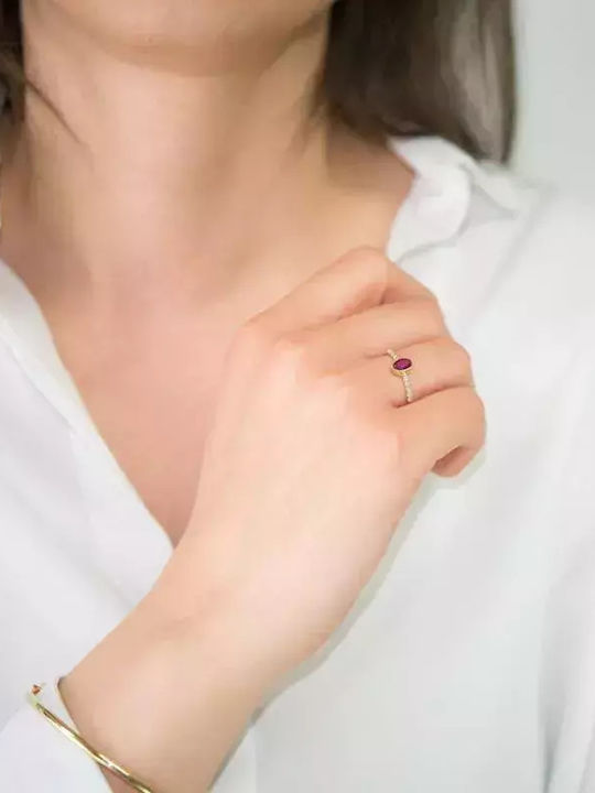 Ring with Zircon made of Gold 14K